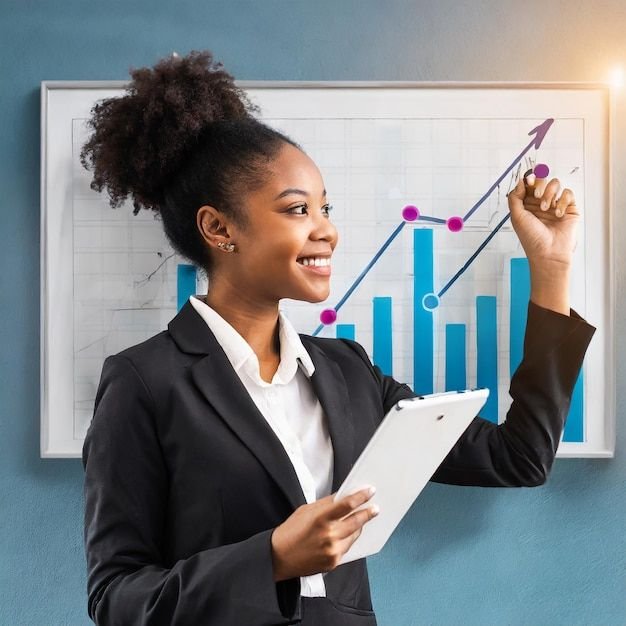 Business growth concept businesswoman check graph and chart of success _ Premium AI-generated image